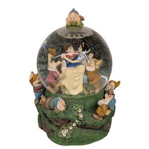 Vintage Disney Snow Globe Snow White & The Seven Dwarfs Prince Charming Musical